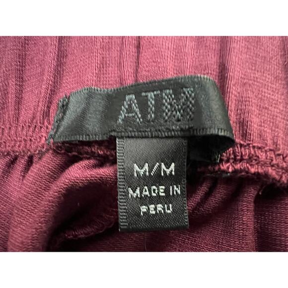 ATM WOMENS SIZE MEDIUM HEAVY MODAL PULL ON WIDE LEG PANTS MERLOT RED NEW - Picture 4 of 12